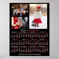 2026 Year Monthly Calendar Black Custom 3 Photos