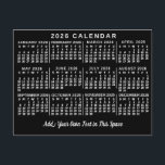 2026 Year Monthly Calendar Classic Black and White Postcard<br><div class="desc">This 2026 year calendar postcard shows the days of the week for each month in white on a black background. It's the perfect minimalist monthly calendar if you're looking for a simple, classic professional feel. Always know what date it is and check the days of the week with this simple,...</div>