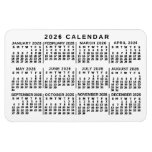 2026 Year Monthly Calendar Classic White and Black Magnet