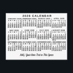 2026 Year Monthly Calendar Classic White and Black Postcard<br><div class="desc">This 2026 year calendar postcard shows the days of the week for each month in black on a white background. It's the perfect minimalist monthly calendar if you're looking for a simple, classic professional feel. Always know what date it is and check the days of the week with this simple,...</div>