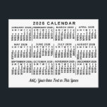 2026 Year Monthly Calendar Classic White and Black Postcard<br><div class="desc">This 2026 year calendar postcard shows the days of the week for each month in black on a white background. It's the perfect minimalist monthly calendar if you're looking for a simple, classic professional feel. Always know what date it is and check the days of the week with this simple,...</div>