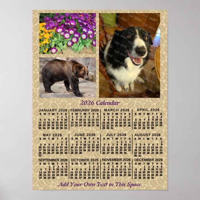 2026 Year Monthly Calendar Coffee Beans 3 Photos Poster (Front)