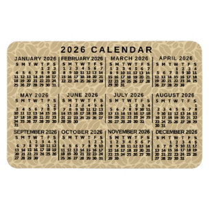 2026 Year Monthly Calendar Light Coffee Beans Magnet