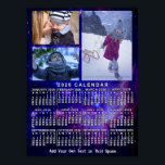 2026 Year Monthly Calendar Space Nebula 3 Photos Poster<br><div class="desc">This 2026 year, 3-photo and custom text / personalized monthly calendar wall poster shows the days of the week for each month in white on an outer-space background made of the Small Magellanic Cloud tinted blue. The Small Magellanic Cloud is a galaxy about 200, 000 light-years way that orbits our...</div>