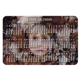 2026 Year Monthly Calendar White | Add Photo Magnet