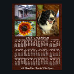 2026 Year Monthly Calendar Wood Custom 3 Photos Poster<br><div class="desc">This 2026 year, 3-photo and custom text / personalized monthly calendar wall poster shows the days of the week for each month in classic, professional-looking white on a brown wood grain background. This is a simple, bold yearly calendar poster to help you conquer the new year. Always know what date...</div>
