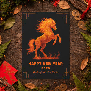2026 Year of the Fire Horse Chinese Zodiac Holiday Card