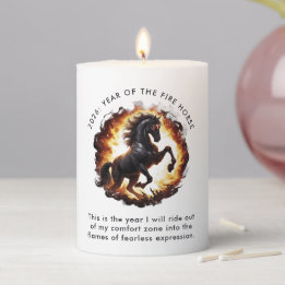 2026 Year of the Fire Horse Motivational Pillar Candle