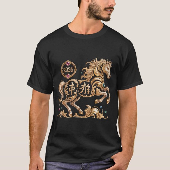 2026 Year of the Horse Chinese New Year Golden Hor T-Shirt (Front)