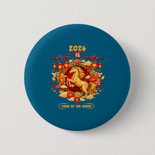 2026 Year Of The Horse Chinese Zodiac Art Button
