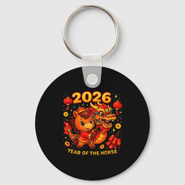 2026 Year Of The Horse Cute Lunar Newyear Art  Keychain (Front)