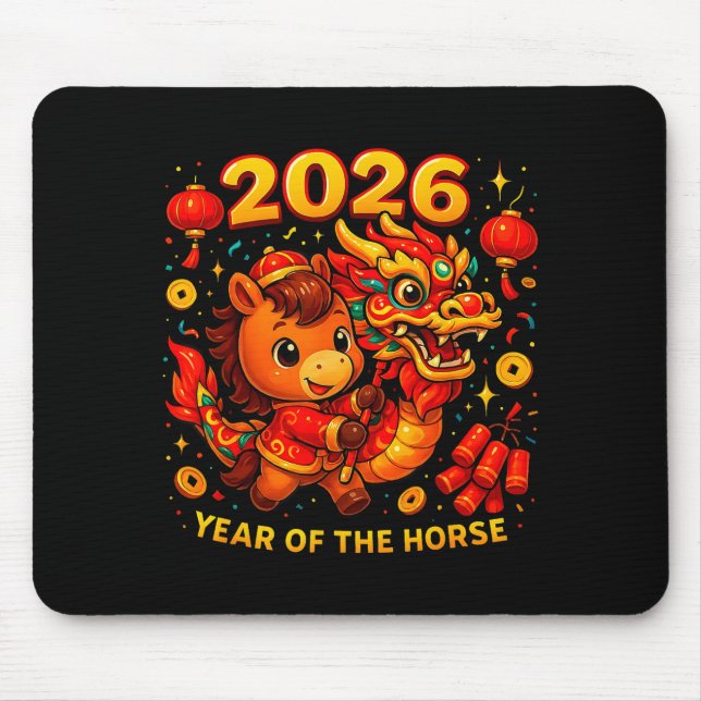 2026 Year Of The Horse Cute Lunar Newyear Art  Mouse Pad (Front)