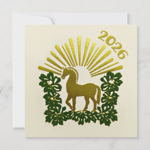 2026 Year of the Horse Gold Design Holiday Card