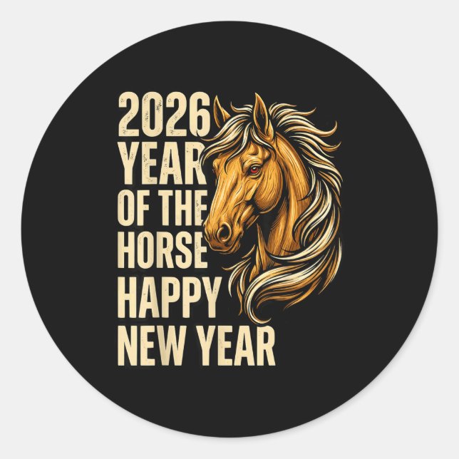 2026 Year Of The Horse Happy Chinese New Year Fire Classic Round Sticker (Front)