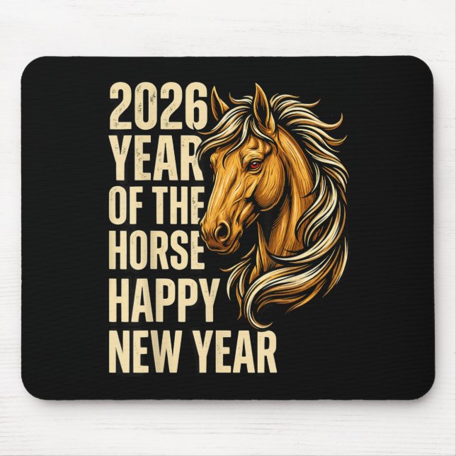 2026 Year Of The Horse Happy Chinese New Year Fire Mouse Pad (Front)