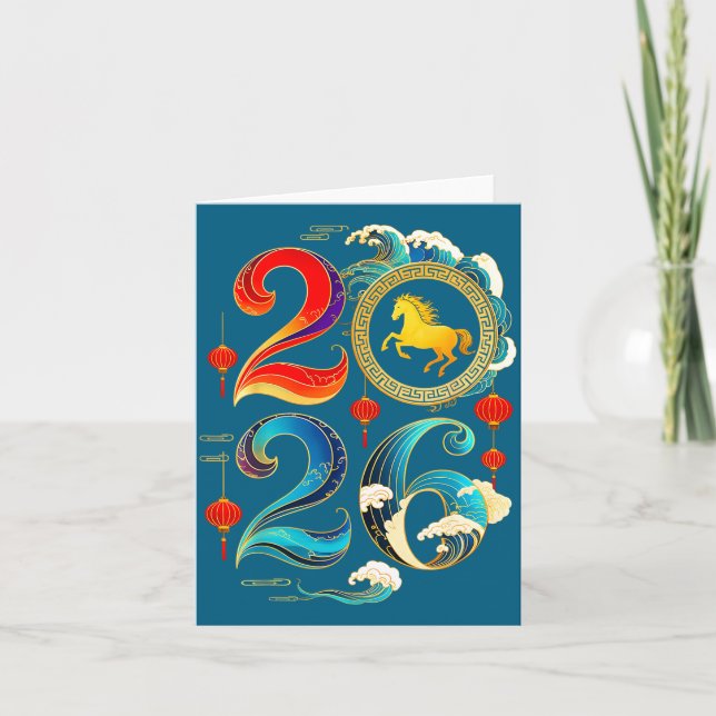 2026 Year Of The Horse Lunar Chinese New Year 2026 Card (Front)