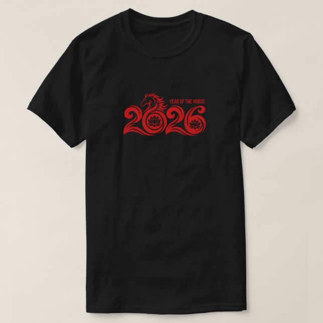 2026 Year of the Horse Red Chinese New Year  T-Shirt (Design Front)
