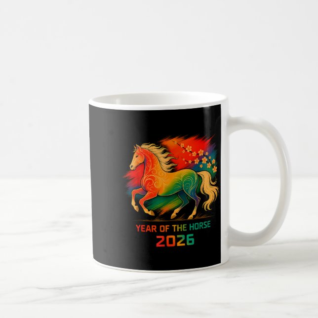 2026 Year Of The Horse Vibrant Zodiac Blossom Art  Coffee Mug (Right)