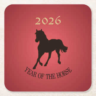 2026 Year of the Horse Vintage Square Paper Coaster