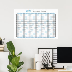 2026 Year Planner Horizontal Calendar Poster
