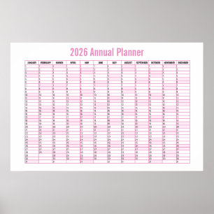 2026 Year-to-View Wall Planner Calendar Poster