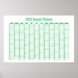 2026 Year-to-View Wall Planner Calendar Poster