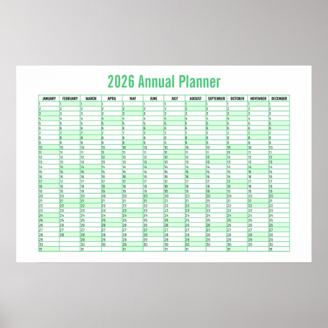 2026 Year-to-View Wall Planner Calendar  Poster (Front)