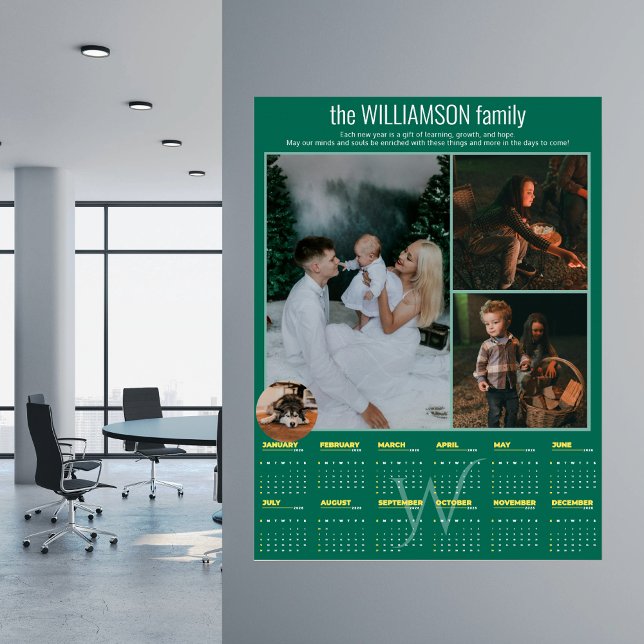 2026 Yearly Calendar 4 Photo Collage Personalized Poster (2026 Yearly Promotional Calendar 4 Photo Collage Personalized Poster Family Business Home Office )