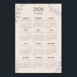 2026 Yearly Calendar Floral Line Art Minimalist Poster<br><div class="desc">Get ready to welcome 2026 with Yearly Calendar Floral Line Art Minimalist Pastel Beige Cream Calendar! Perfect for planners,  dreamers,  professionals,  and anyone seeking to make the most of their year.</div>