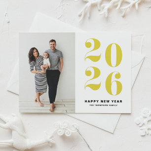 2026 Yellow Bold Typography New Year Photo Holiday Card