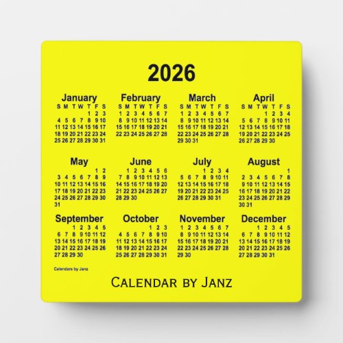 2026 Yellow Desk Calendar by Janz Plaque