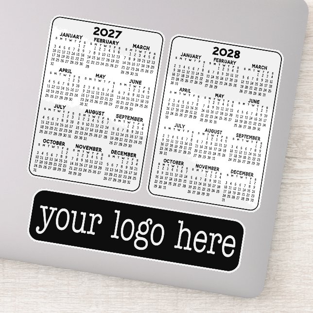 2027 2028 Calendar black - add logo or photo Sticker (Detail)