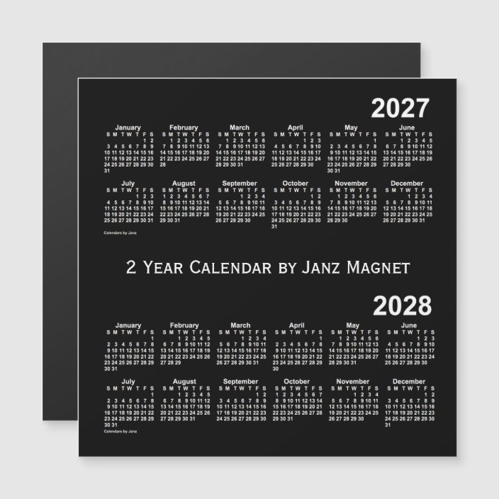 2027 2028 Neon White 2 Year Calendar By Janz Zazzle