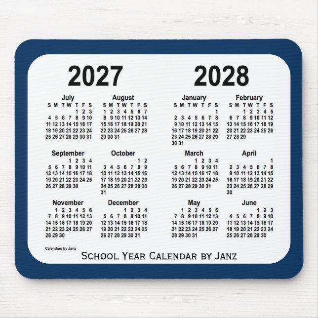 2027-2028 Police Box Blue School Calendar by Janz Mouse Pad (Front)