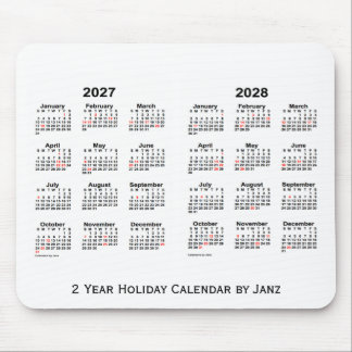 2027-2028 White 2 Year Holiday Calendar by Janz Mouse Pad