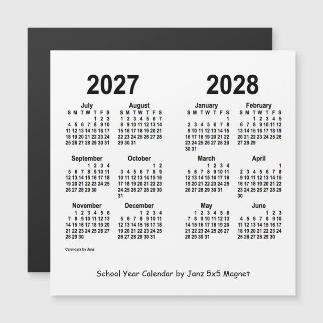 2027-2028 White School Year Calendar by Janz | Zazzle