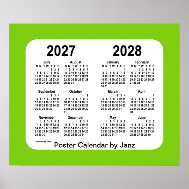 2027-2028 Yellow Green School Calendar by Janz Poster (Front)