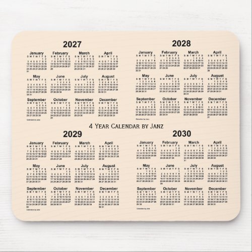 2027_2030 Antique White 4 Year Calendar by Janz Mouse Pad