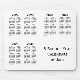2027-2030 White 3 School Year Calendars by Janz Mouse Pad
