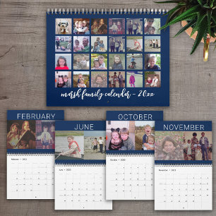 2027 - 24 Photo - 2 Per Month Modern Family - Navy Calendar