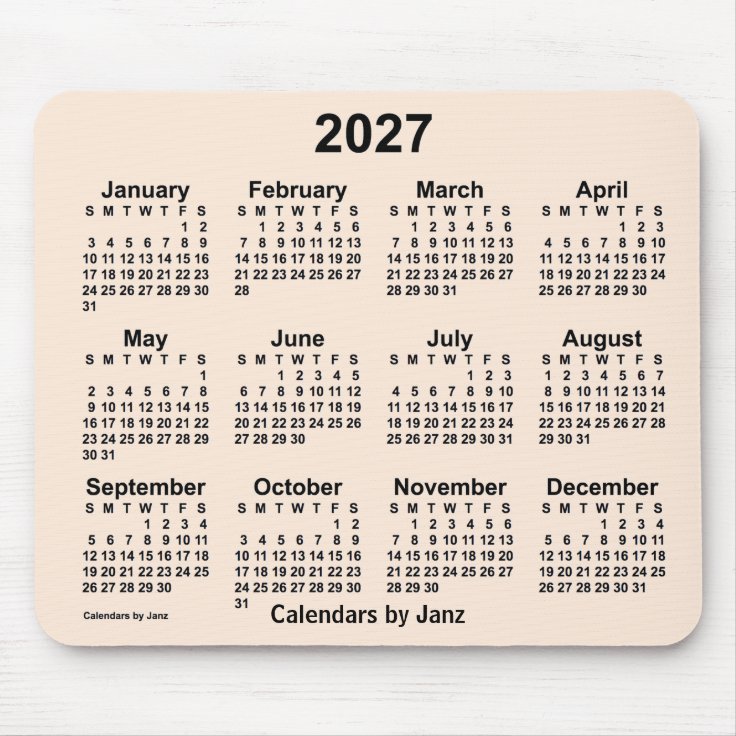 2027 Antique White Calendar by Janz Mouse Pad | Zazzle