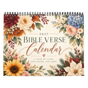 2027 Bible Verse Calendar Watercolor Florals Gift