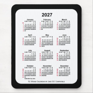 2027 Black 52 Weeks ISO Calendar by Janz Two Tone Mouse Pad