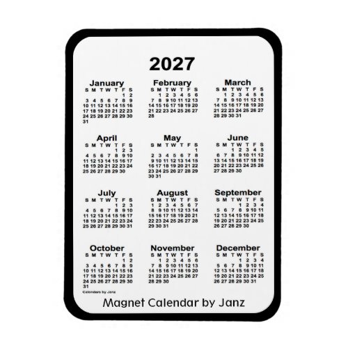 2027 Black and White Calendar by Janz Magnet