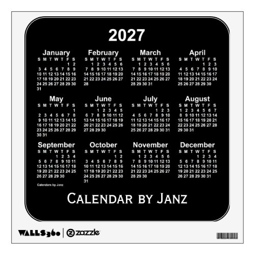 2027 Black Calendar by Janz Wall Decal