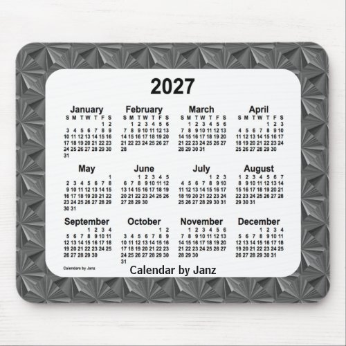 2027 Black Diamonds Calendar by Janz Mouse Pad