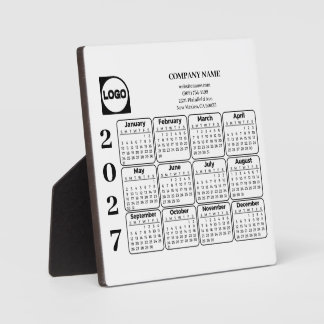 2027 Business Calendar Custom Logo Company Info Plaque