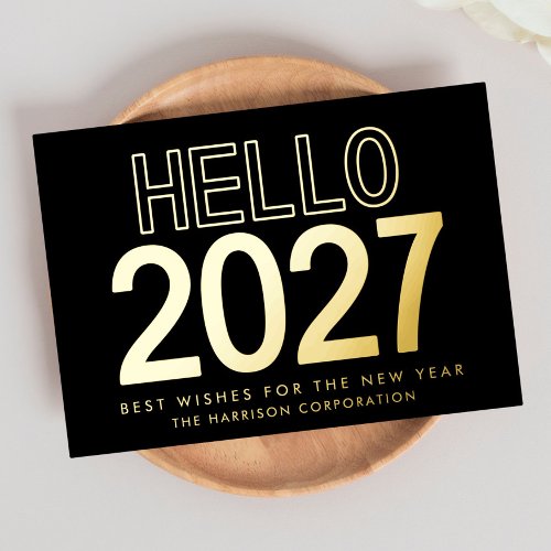 2027 Business Logo QR Code New Year Foil Holiday Card