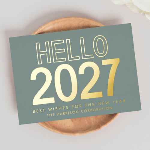 2027 Business Logo QR Code New Year Foil Holiday Postcard