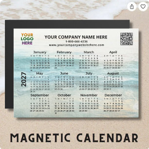 2027 Business Name Logo QR Ocean Calendar Magnet